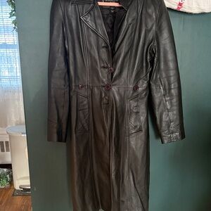 Black Leather Women's Coat